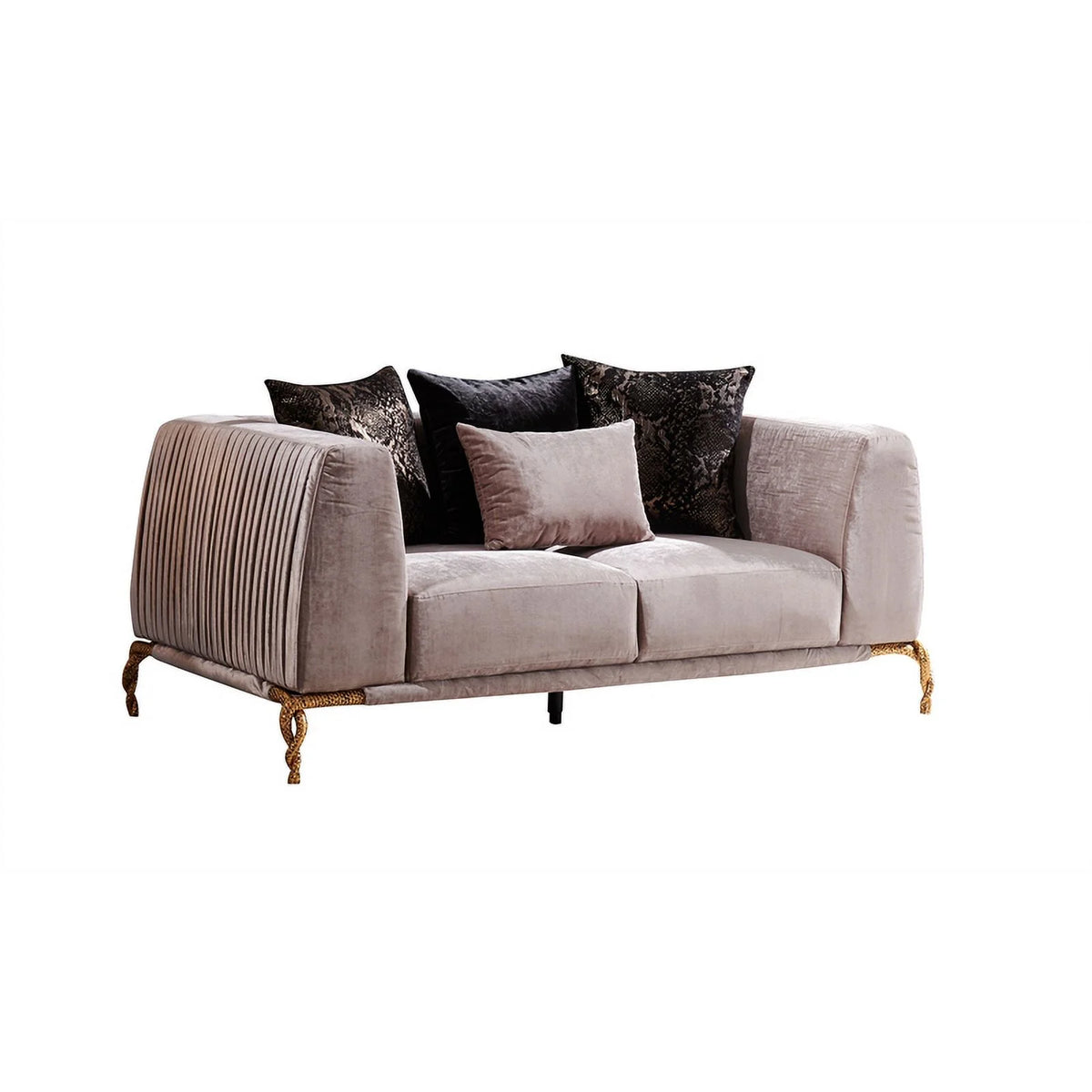Ivory Velvet 2PC Living Room Set with Wood S931095