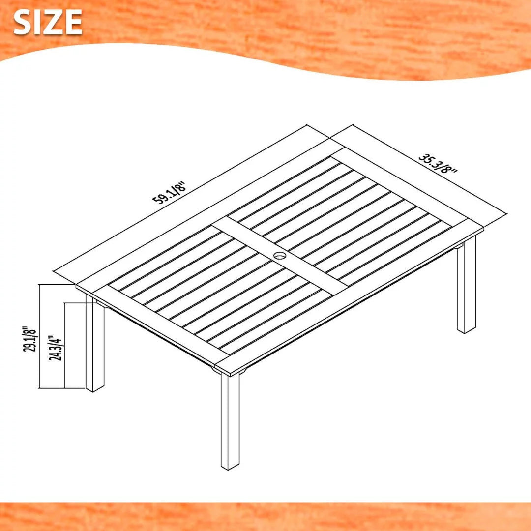 7-Piece Rectangular Eucalyptus Wood Patio Dining Set T175641