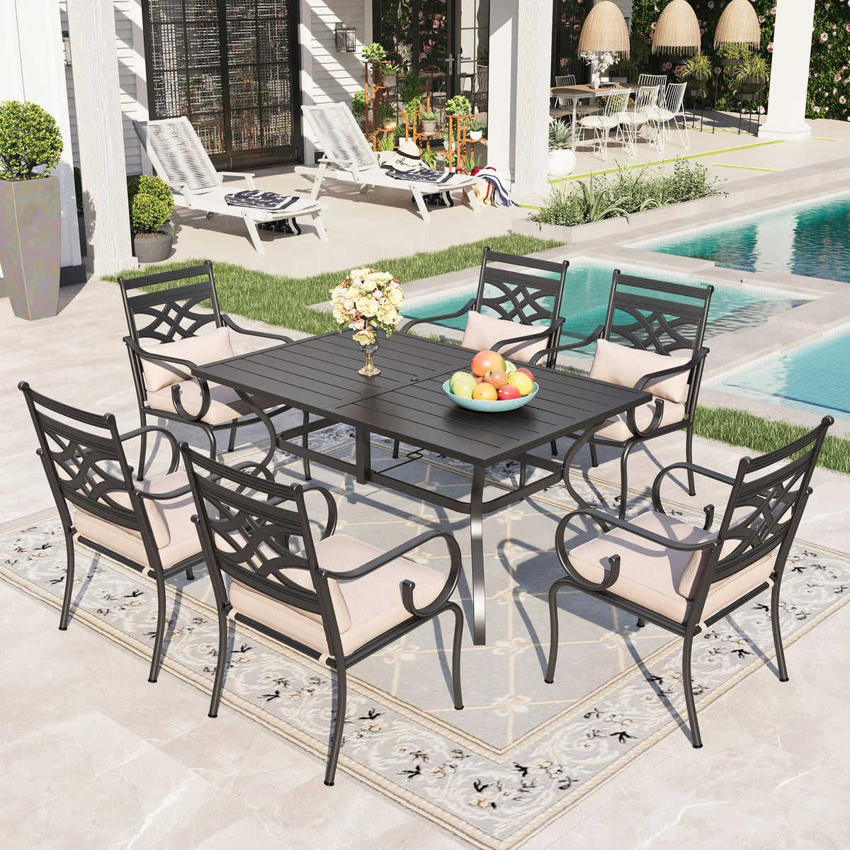 60 x 38 Black Steel Outdoor Dining Table T771487