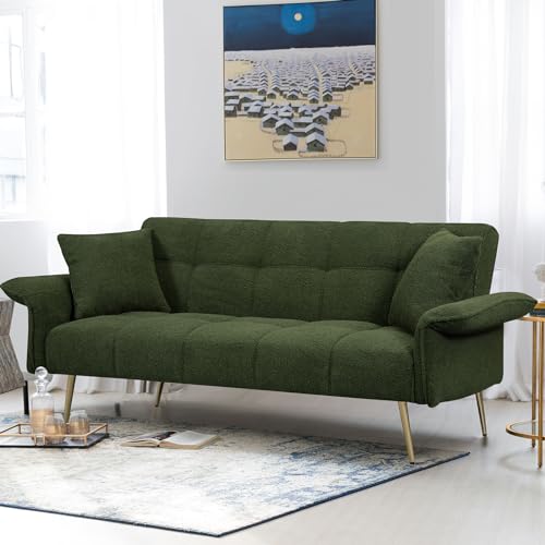 Beige Teddy Futon Sofa Bed with Memory Foam P8632