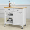 Kitchen Cart with Rubber Wood Top and Drawer S729013
