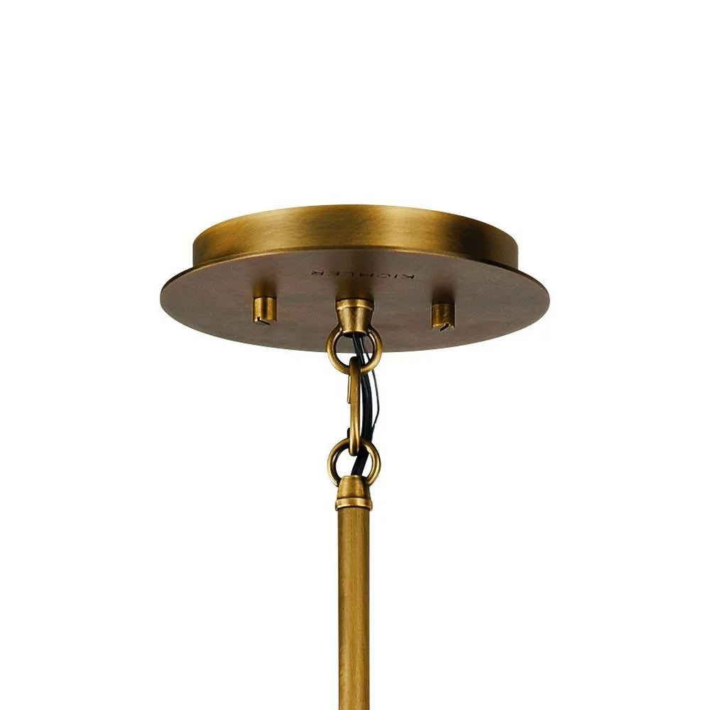 6-Light Chandelier Natural Brass Matte Black Slatted Shade J979731