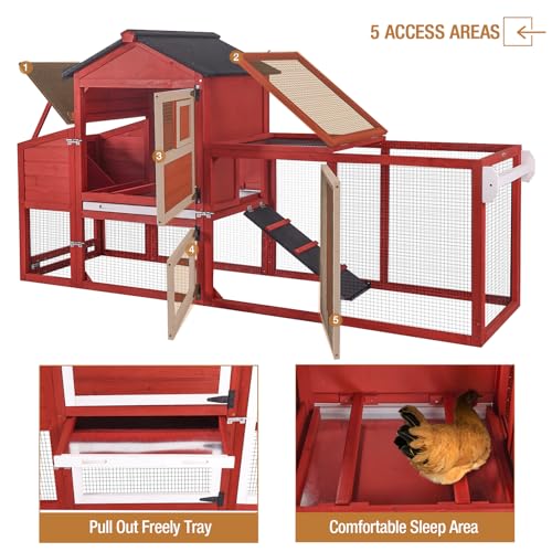Grey Chicken Coop with Wheels and UV-Resistant Roof L997601