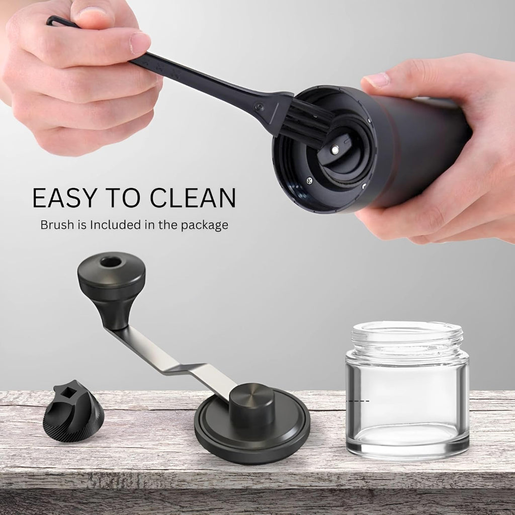 Adjustable Manual Coffee Grinder with Ceramic Burr Hand Crank Mill Black K265