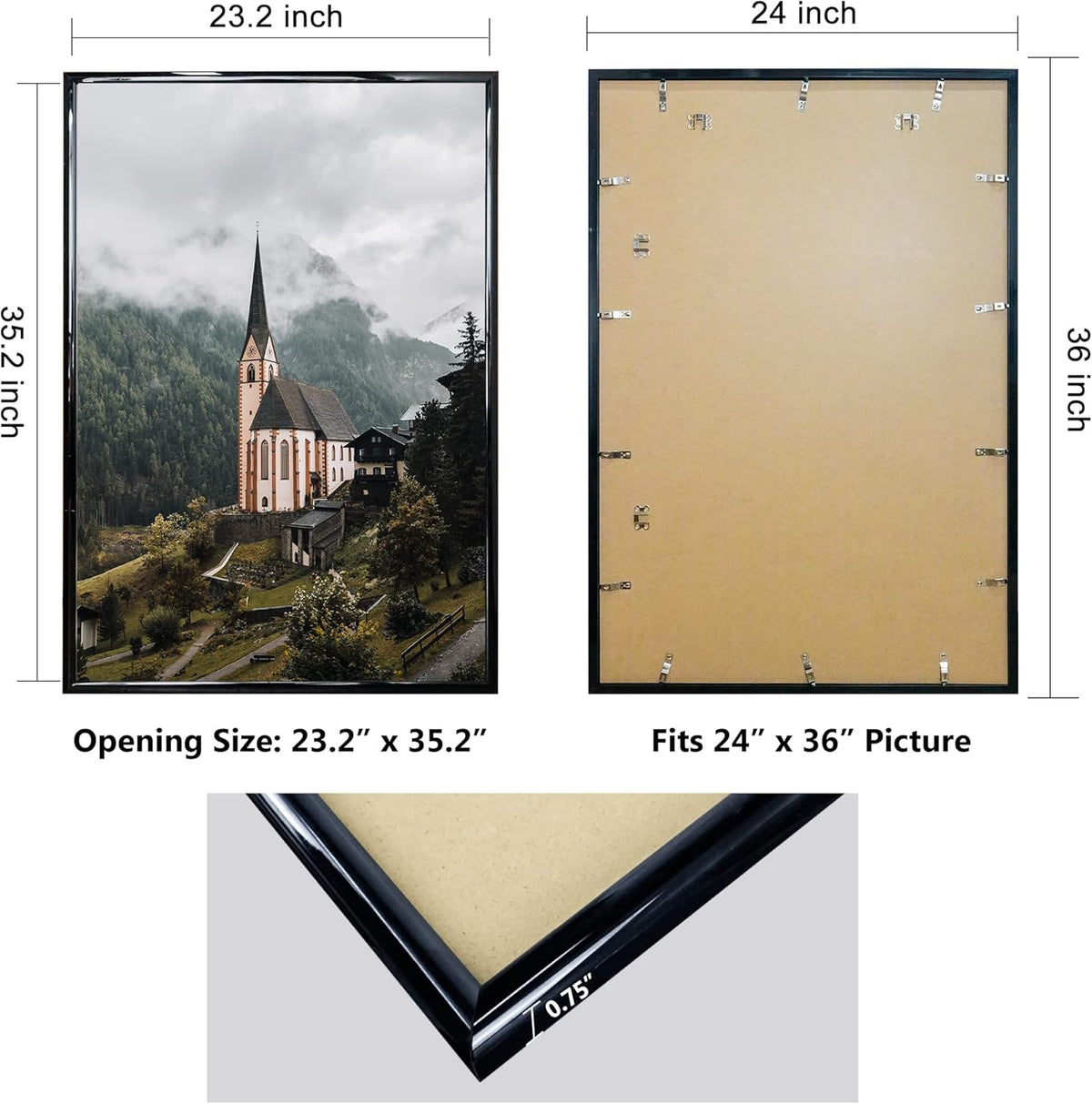 24x36 Poster Frame with UV Protection Acrylic, 4 Pack R307337