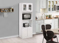 Tall White Kitchen Pantry Microwave Storage Cabinet F451805