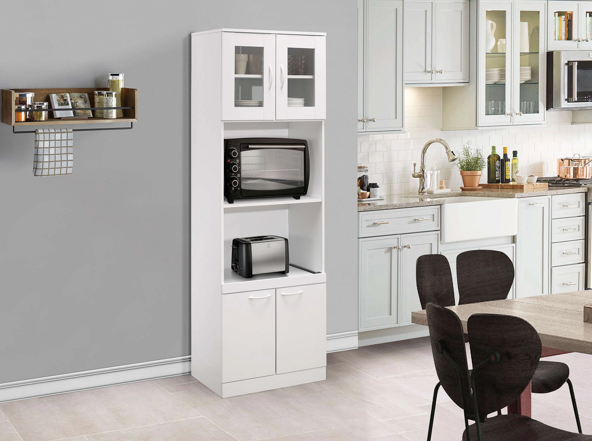 Tall White Kitchen Pantry Microwave Storage Cabinet F451805
