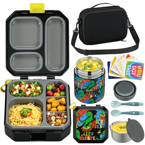 Bento Lunch Box Set with 12oz Soup Thermo, Lunch Bag, 5 Compartment, Sauce Cup S93186