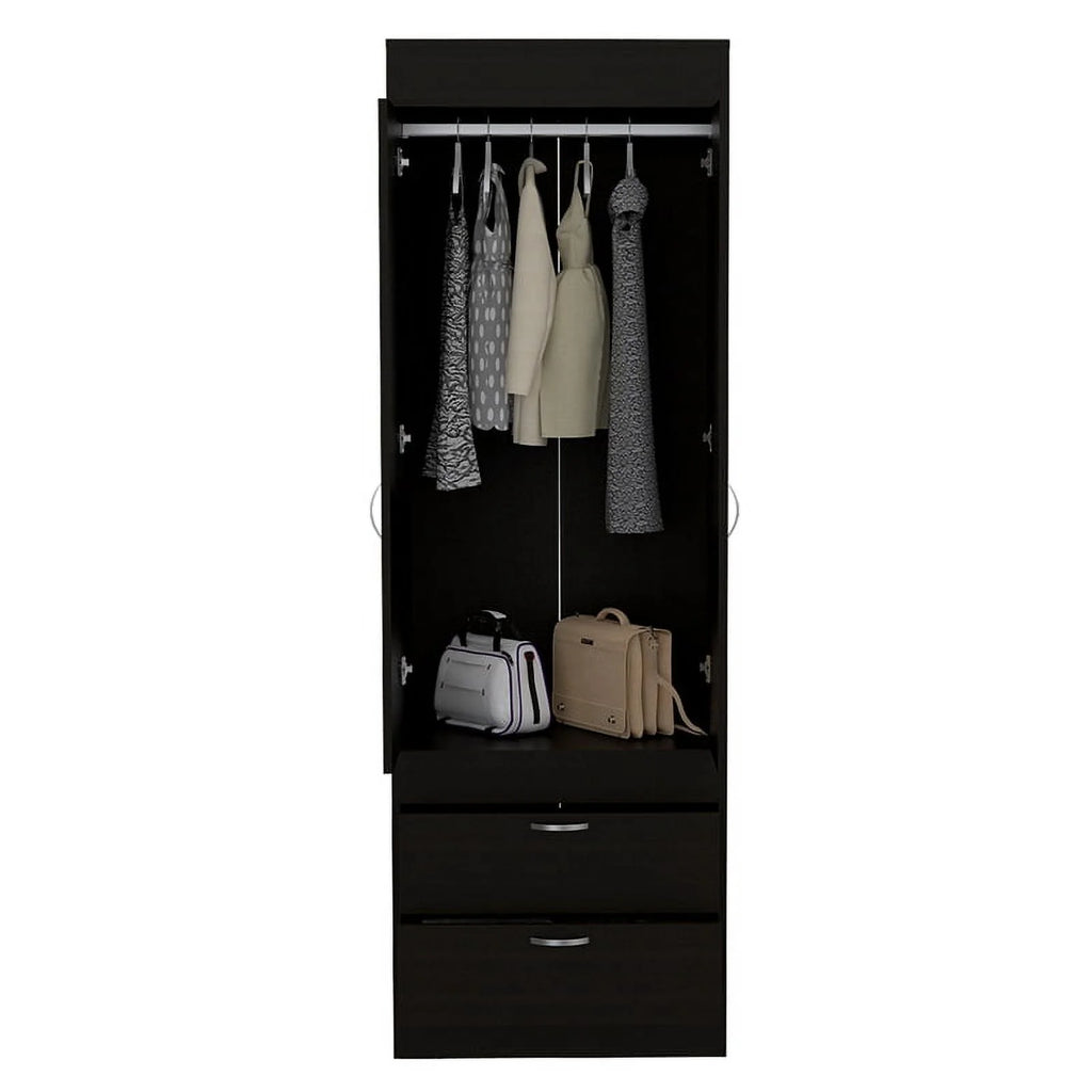 Black 2 Drawer Engineered Wood Armoire D92046