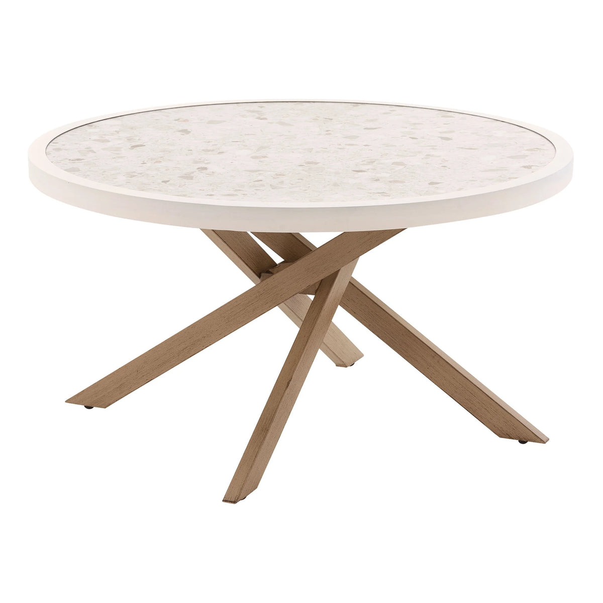White Round Outdoor Tile-Top Coffee Table N822169