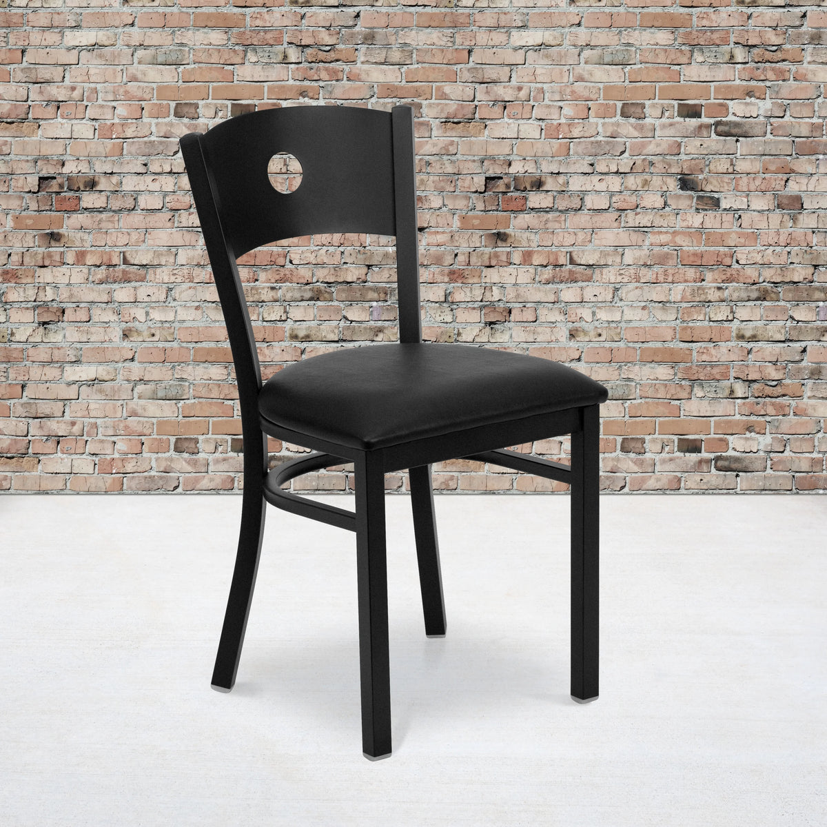 Black Circle Back Metal Restaurant Chair with Vinyl Seat H643