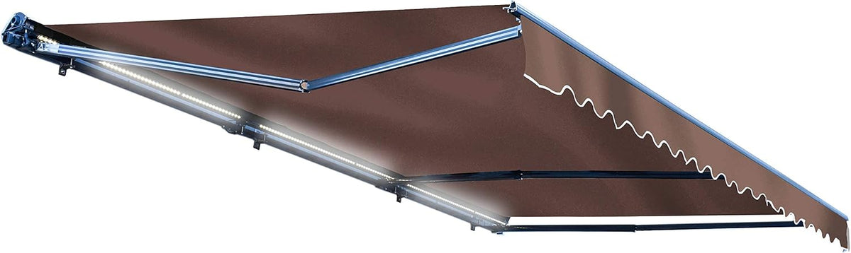 Retractable 16x10 Feet Motorized LED Patio Awning, 100% Polyester Canopy, Green B98940
