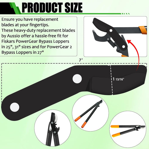(2-Pack) Steel Replacement Blade for Loppers - Black Y4745