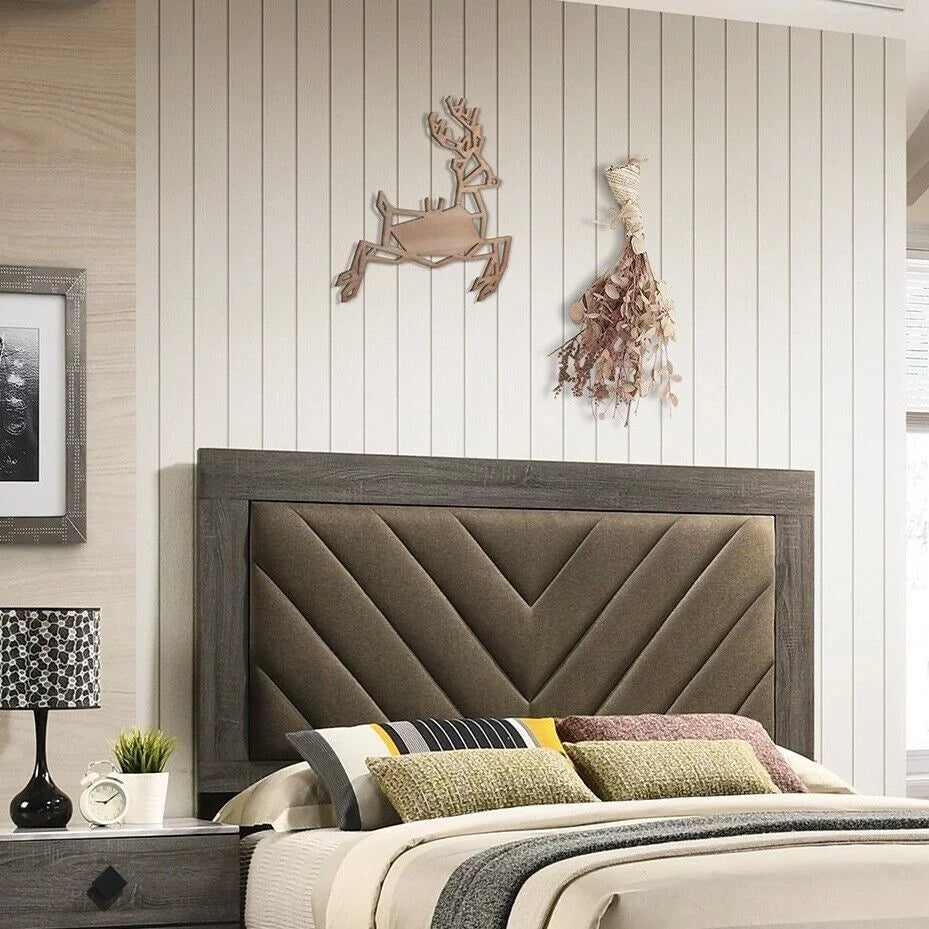 Gray Queen Size Wooden Bedframe with 2 Nightstands 3pc Furniture Set P597