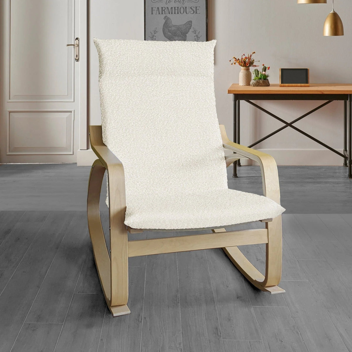 Natural White Boucle Sherpa Chair and Footstool Covers O54726