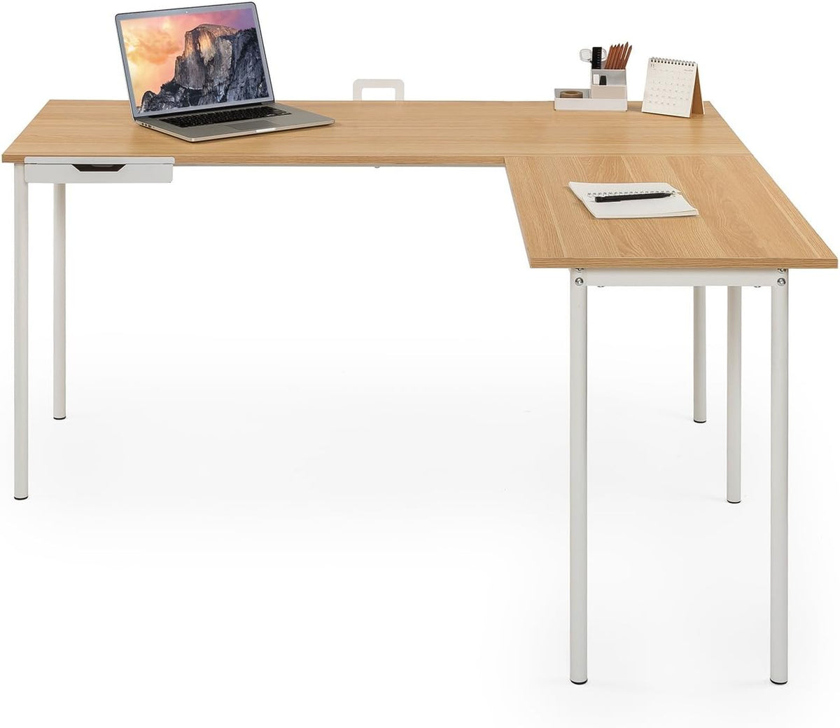 White Metal Corner Desk with Storage Drawer U377
