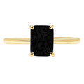 1.75ct Radiant Cut Black Onyx 18k Yellow Gold Solitaire Ring Size 6 N706