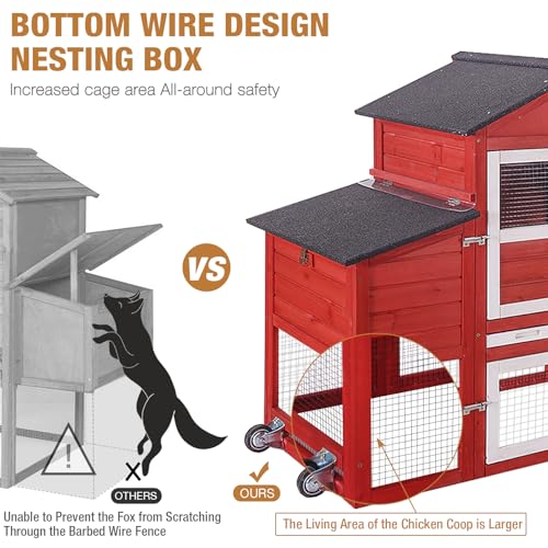 Grey Chicken Coop with Wheels and UV-Resistant Roof L997601