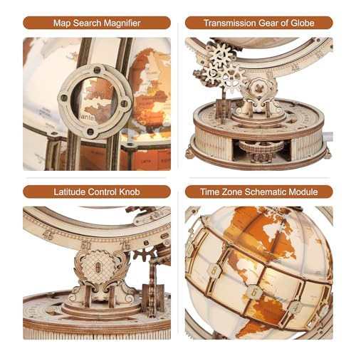Illuminated Globe with Stand 180pcs 3D Wooden Puzzles F94461