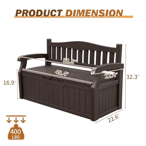 80 Gallon Storage Bench Deck Box Lockable Black D603