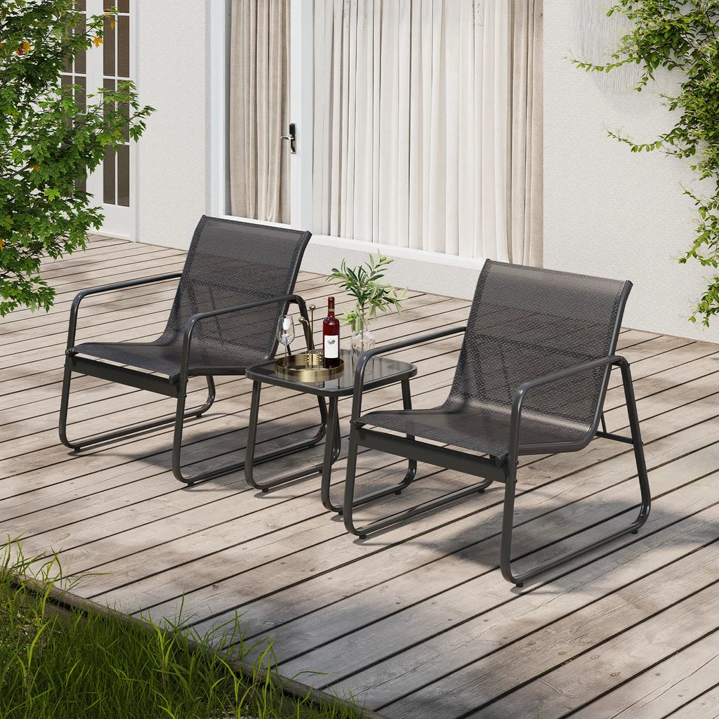 3 Pieces Textilene Patio Furniture Set with Tea Table S89054