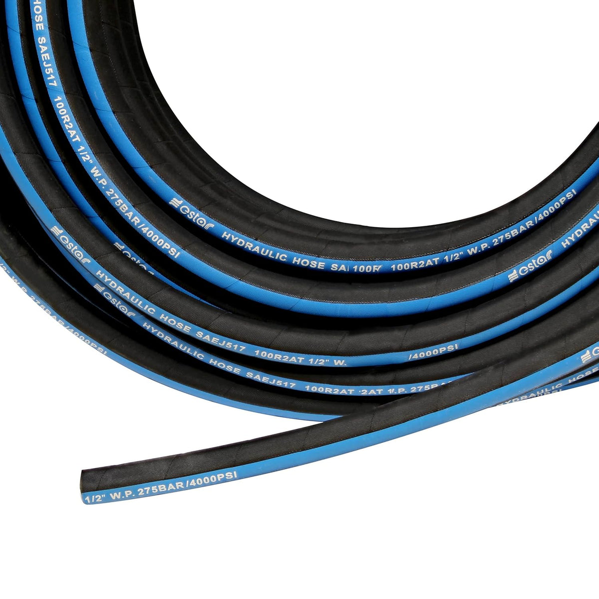 1/2 Inch x 100 Foot Hydraulic Hose with Rubber Protector Sleeve, 4000 PSI G495256