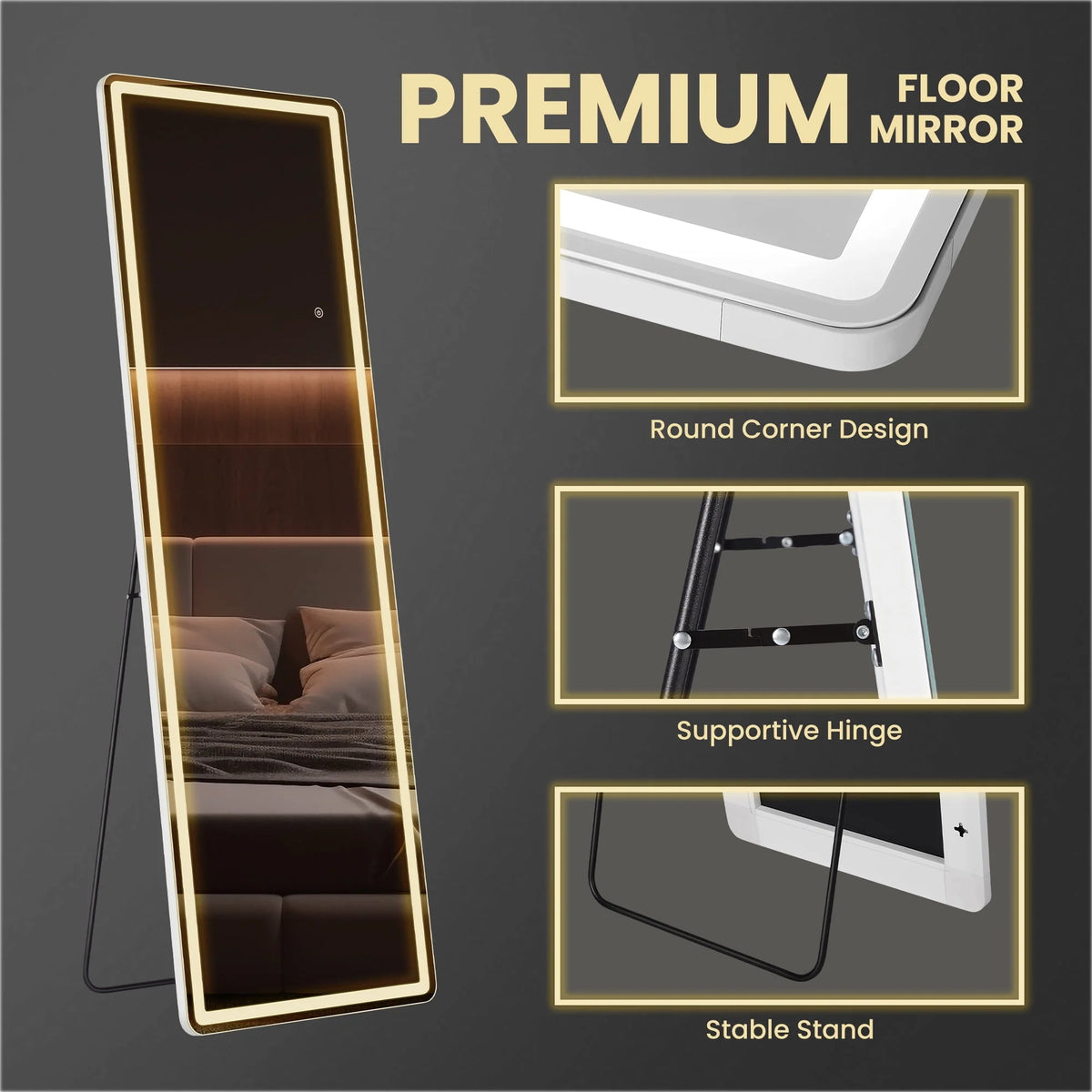 64x21 Black Full Length Mirror C89188