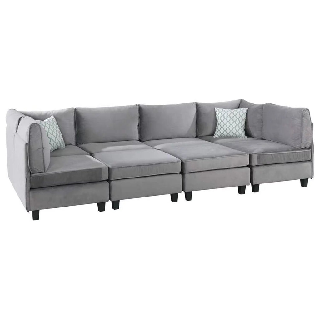 Gray Velvet 8Pc Modular Sectional Sofa L5514