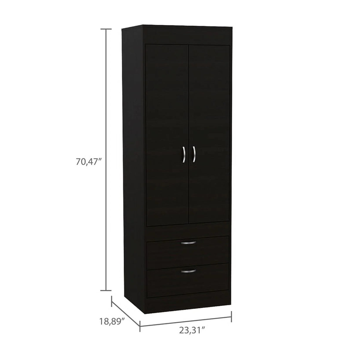 Black 2 Drawer Engineered Wood Armoire D92046