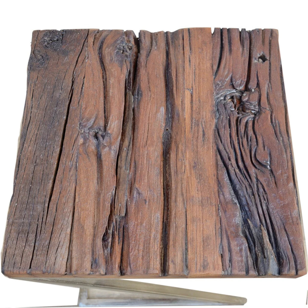 Wood Square Nesting Tables with Silver Base Z47250