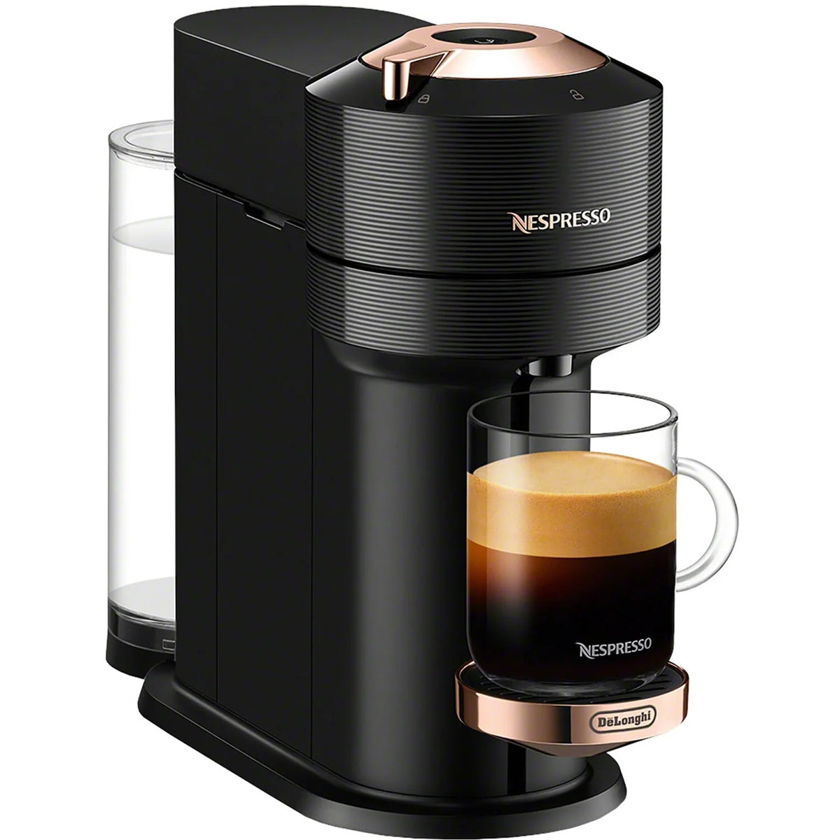 Chrome Coffee and Espresso Maker with Black Milk Frother Y87929