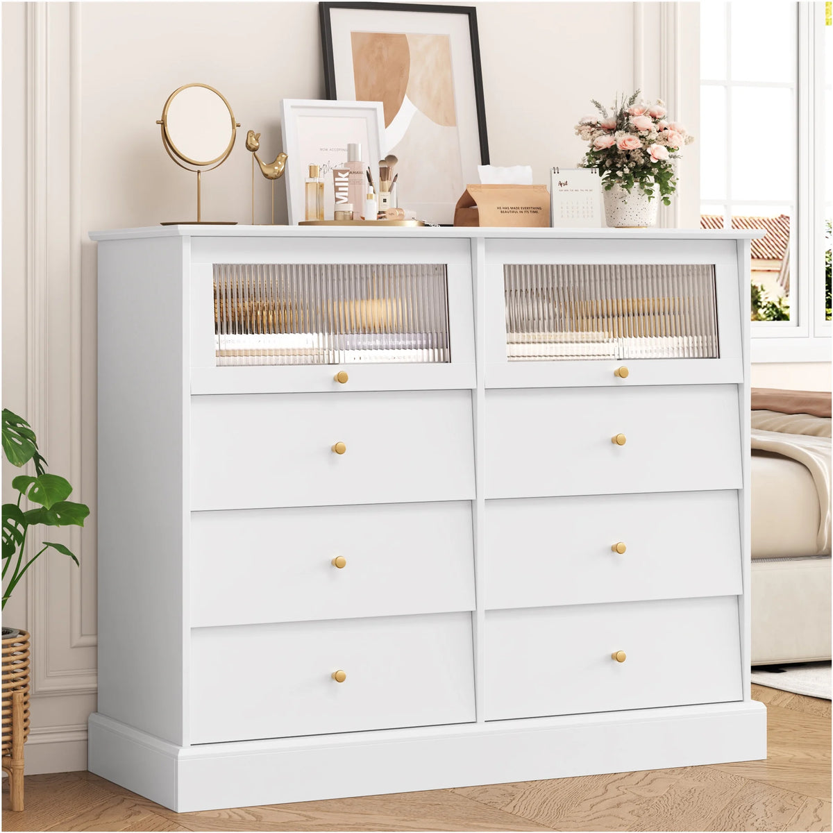Black 8 Drawer Wood Dresser O4363