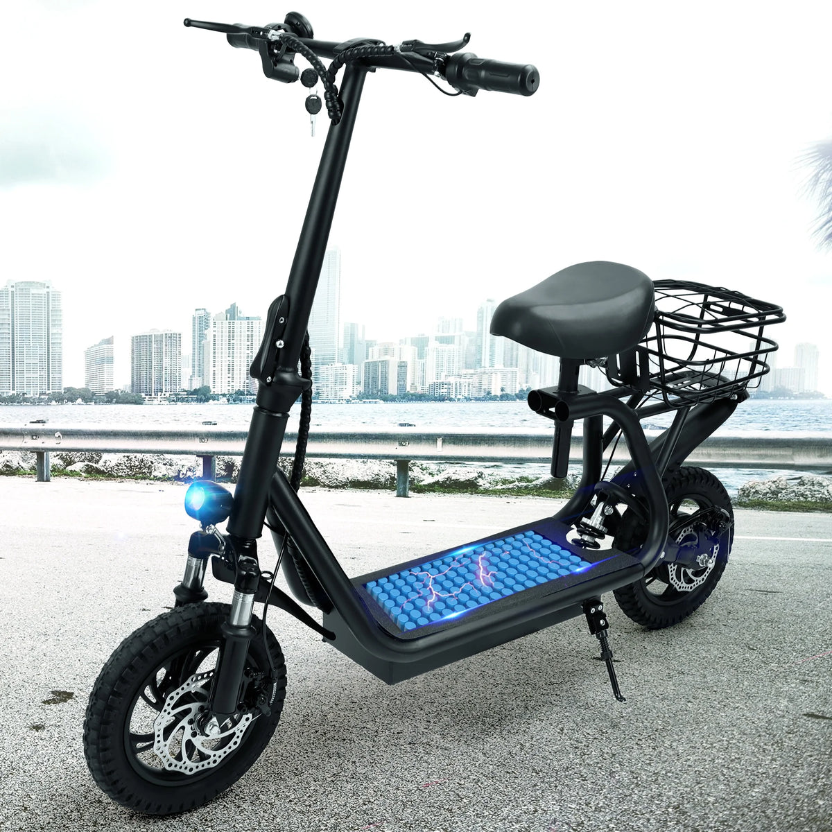 500W Electric Scooter with Seat and Carry Basket D736