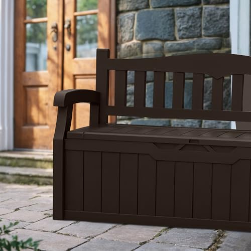 80 Gallon Storage Bench Deck Box Lockable Black D603