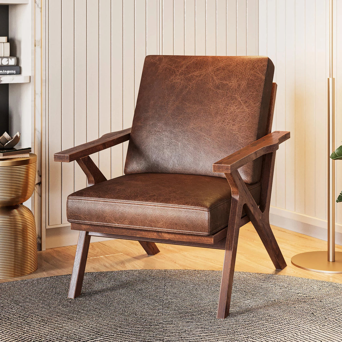 Brown Faux Leather Accent Chair L336