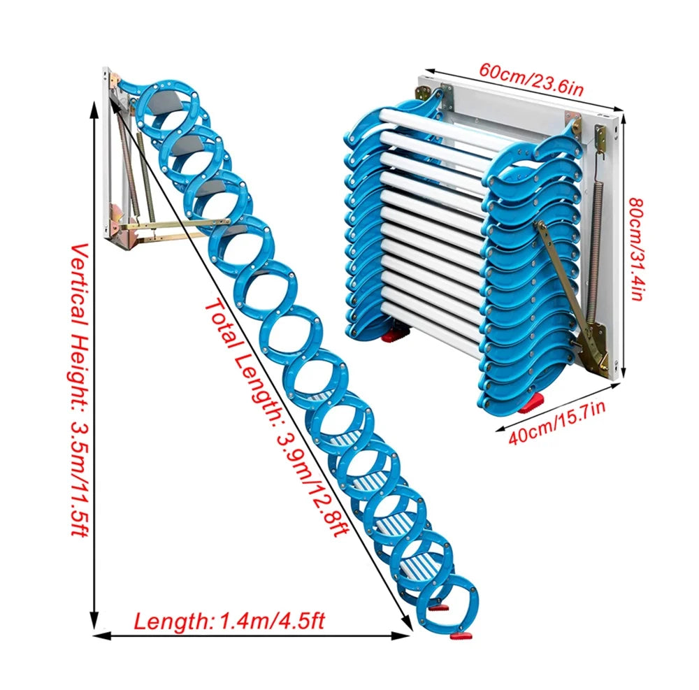 Blue Retractable Folding Attic Ladder S3320