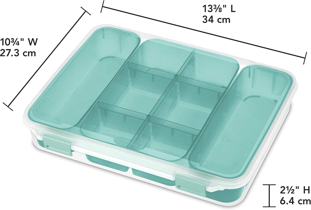 Clear Divided Case with Colored Latches and Tinted Trays, 6-Pack I8919
