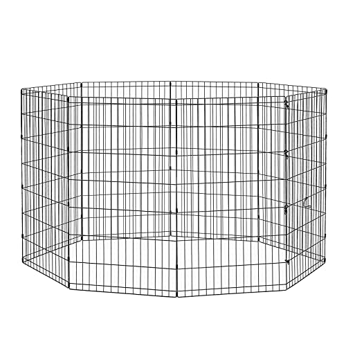 Black 24-Inch Folding Metal Dog Exercise Pen R190