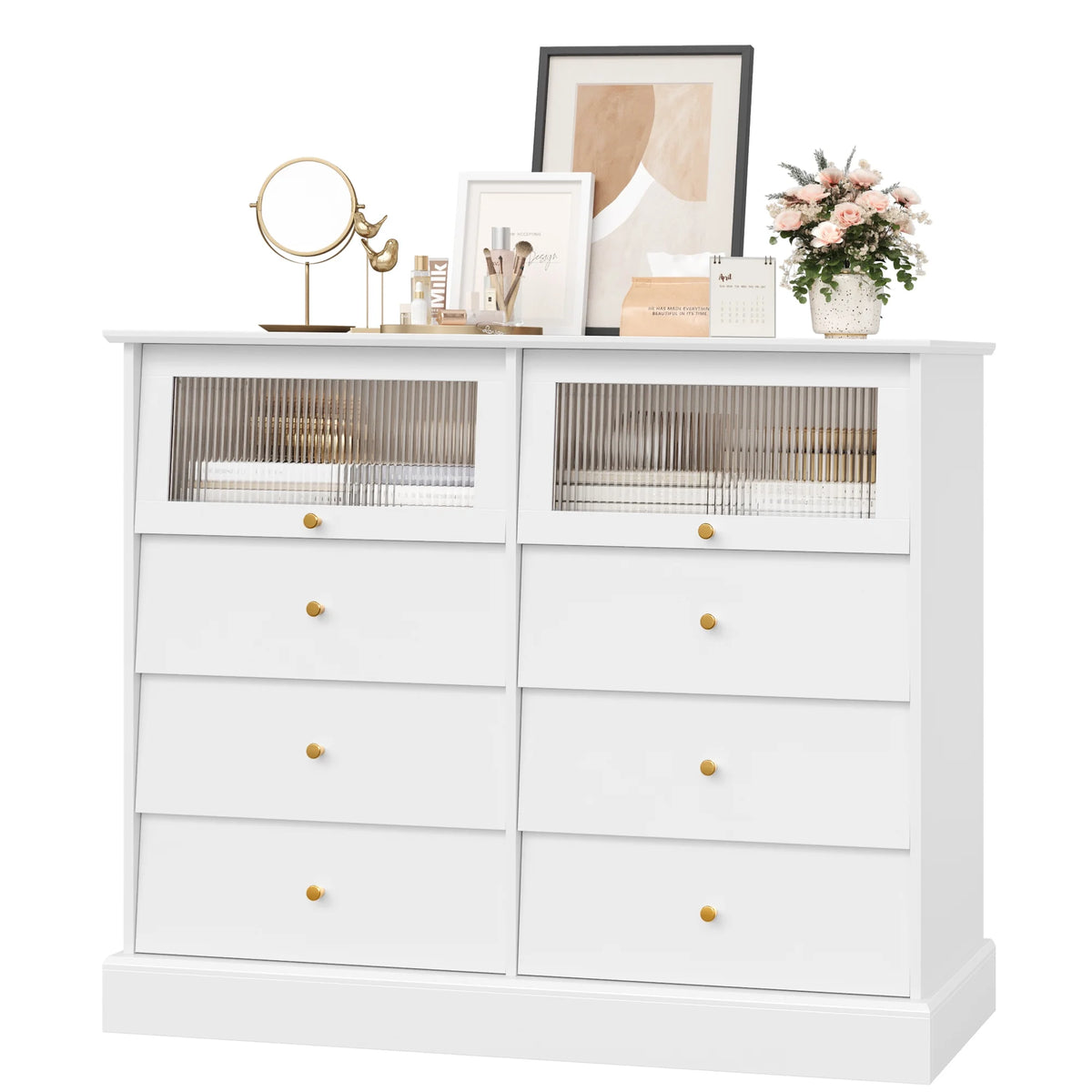 Black 8 Drawer Wood Dresser O4363