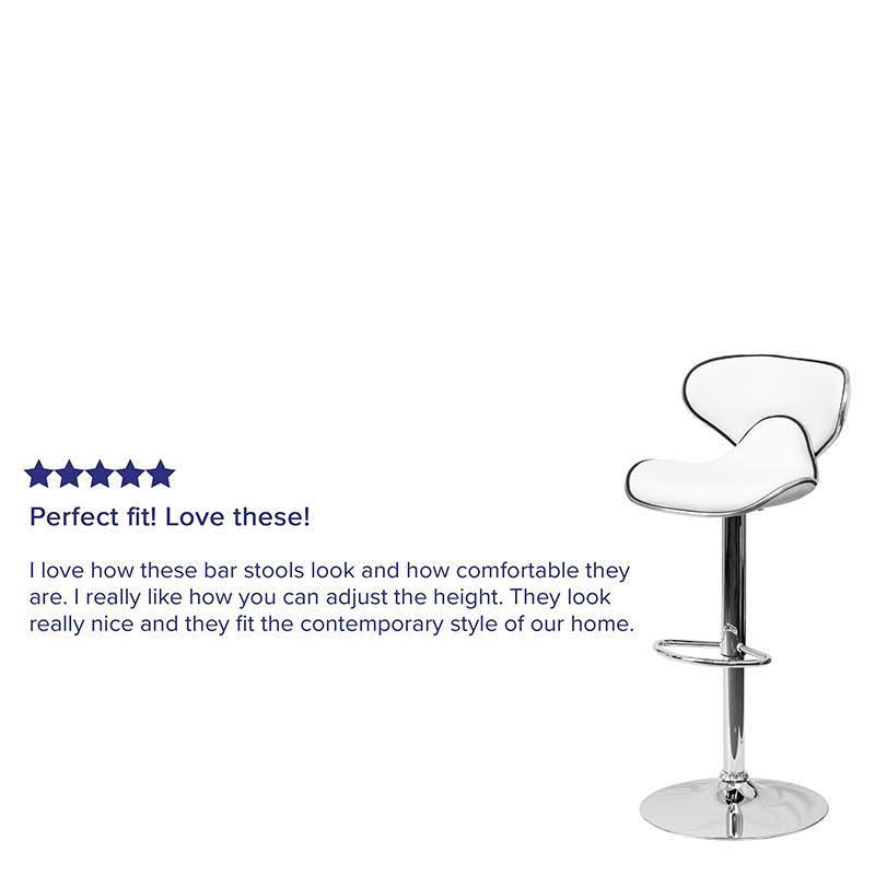 White Vinyl Adjustable Height Barstool with Chrome Base X20791