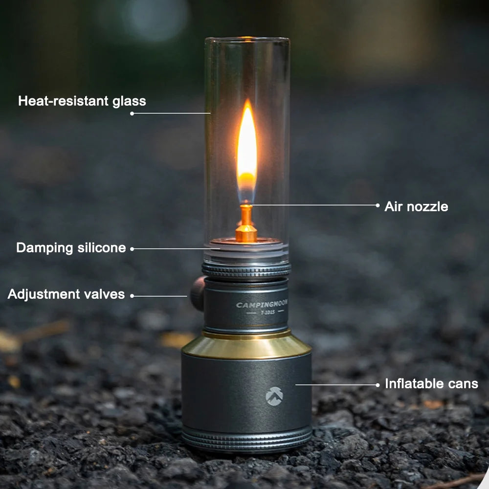 Portable Windproof Candlelight Camping Gas Burner Lantern E6316