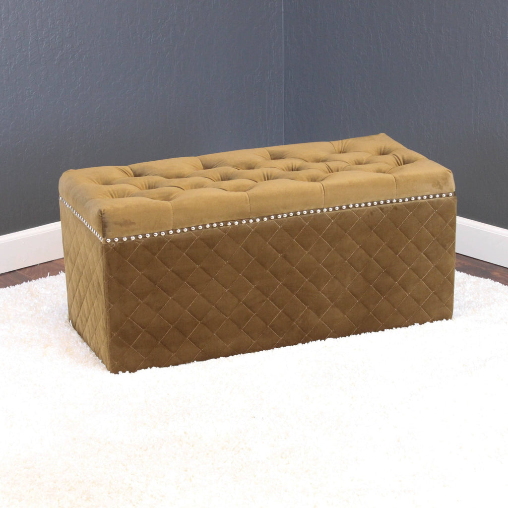 Brown Sugar Rectangle Velvet Ottoman V294341