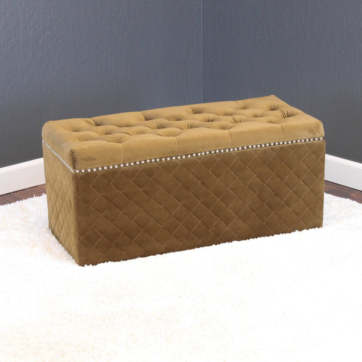 Brown Sugar Rectangle Velvet Ottoman V294341