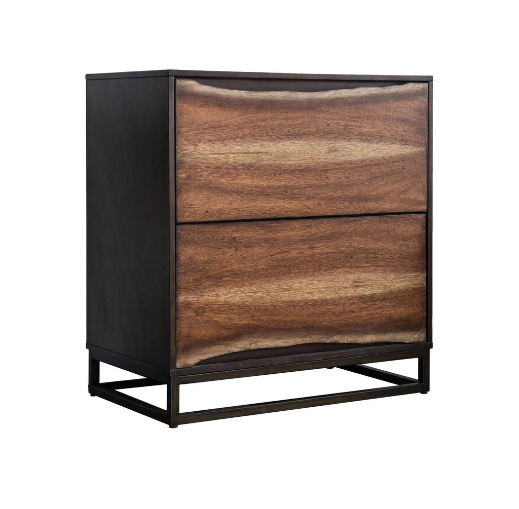 Dark Walnut & Dark Oak Solid Wood Queen Bedroom Set 3pcs H2695