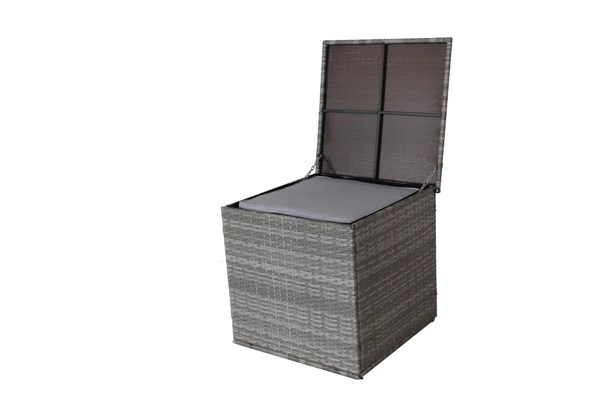 4 Pieces All Weather Wicker Rattan Patio Sectional Sofa Set with Storage Box & Ottoman, Gray A643125
