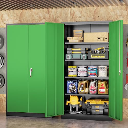 72” Black Metal Storage Cabinet with Doors and Shelves R8926
