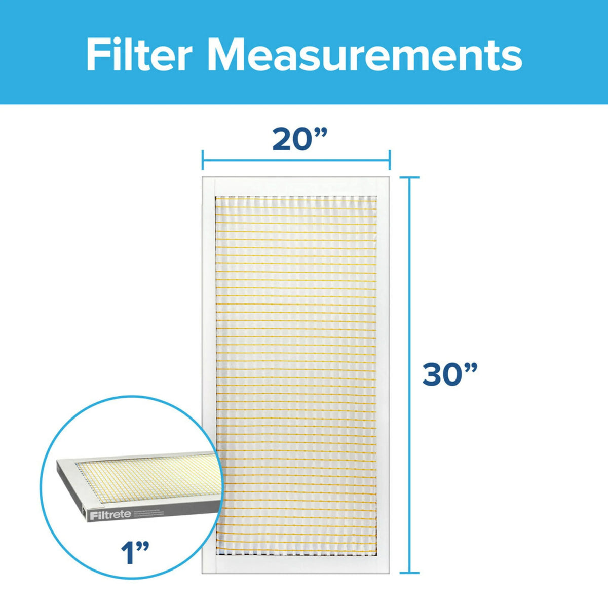 20x30x1 Air Filter, MERV 5, 4 Filters M881
