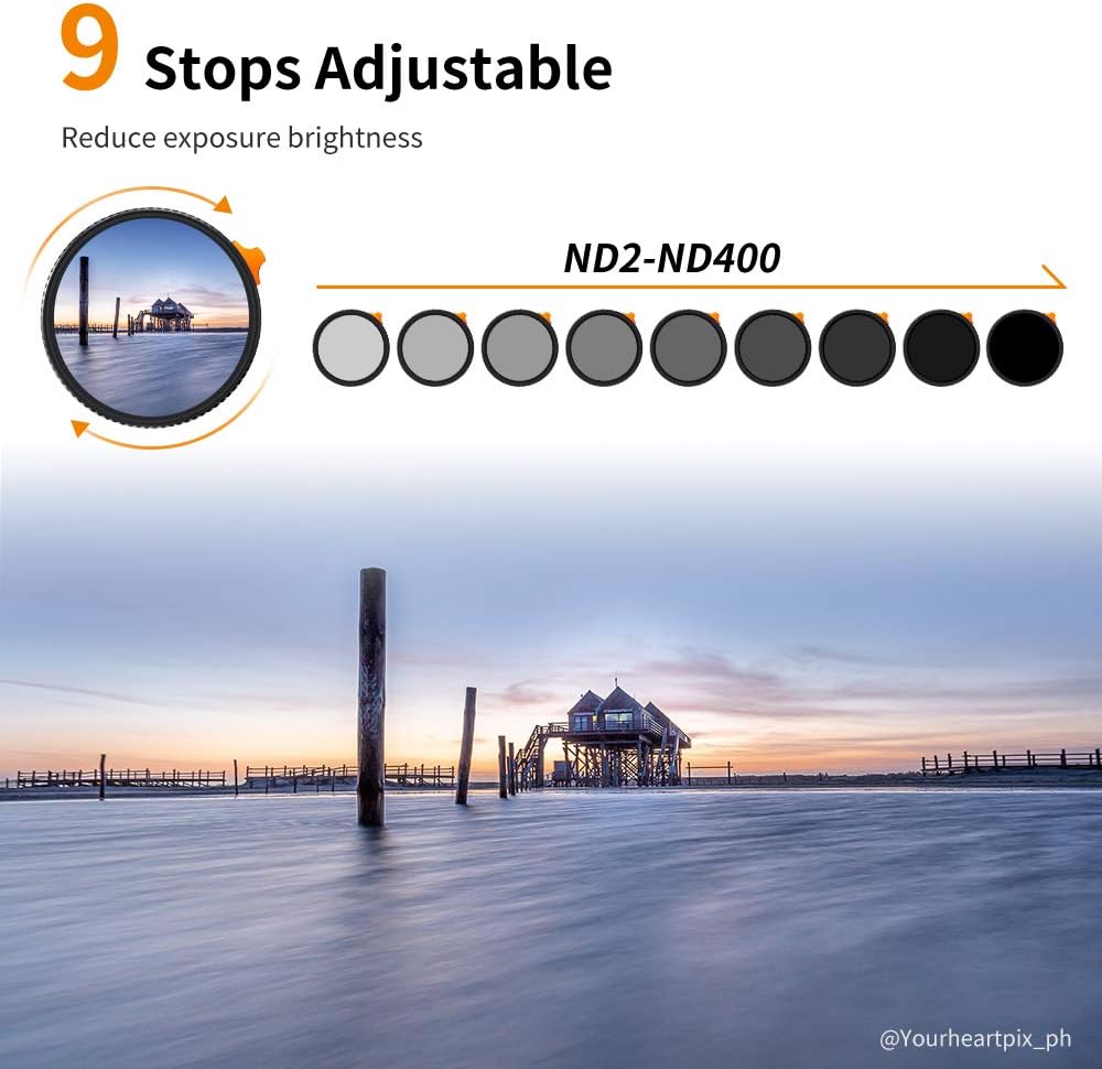 52mm Variable ND Filter ND2-ND400 1-9 Stops Multi-Layer Coatings AGC Glass D686
