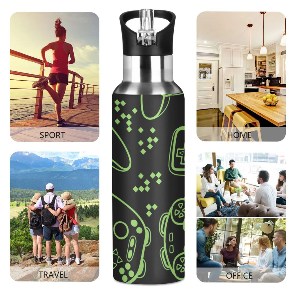 Stainless Steel Vacuum Insulated Water Bottle with Straw Lid 20 OZ E267318