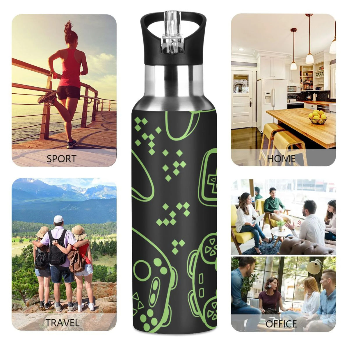 Stainless Steel Vacuum Insulated Water Bottle with Straw Lid 20 OZ E267318